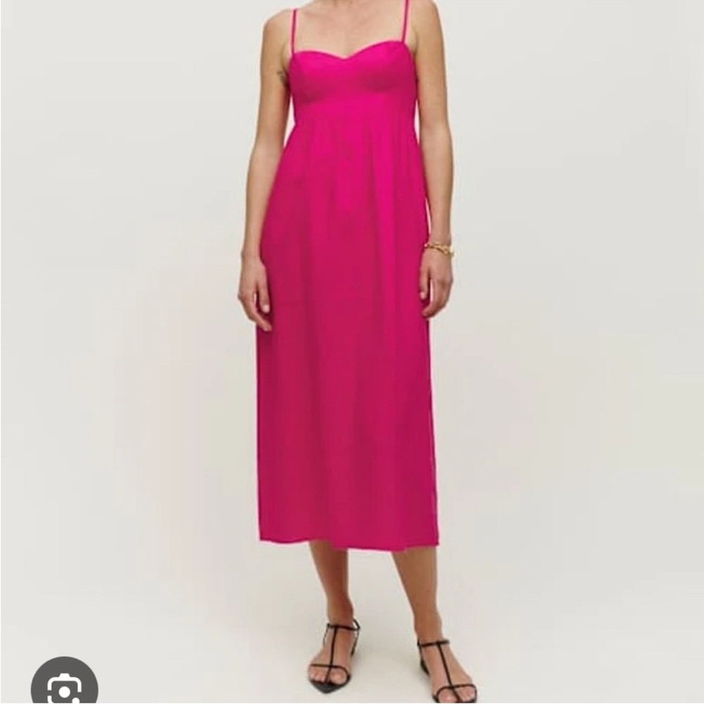 Reformation Hot Pink Spaghetti-Strap Midi Dress